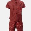 Newborn check printed baby boy shirt pant set in cotton fabric. Classic collar, short sleeves and a chest pocket.