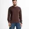Men's winter solid color slim fitted sweat shirt in terry fabric. Full sleeves, round neck.