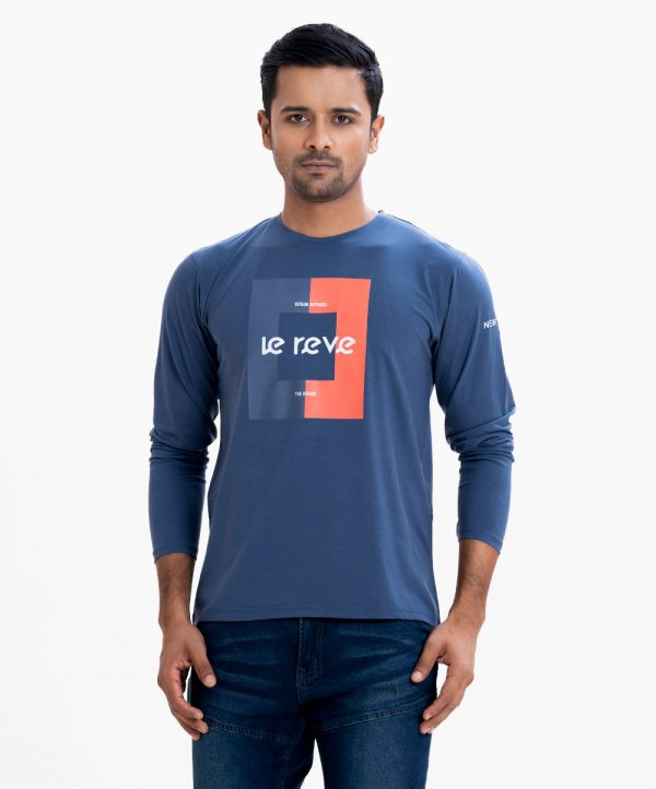 Men's t-shirt in cotton single jersey fabric. Crew neck, long sleeves and Le Reve logo print at front.