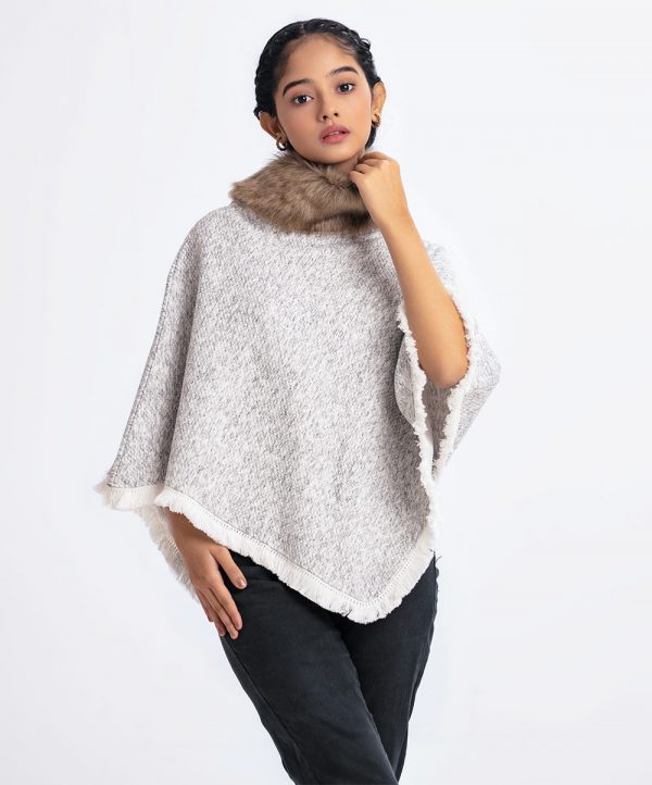 Gray Interlock Winter Poncho