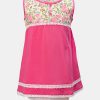 Sleeveless newborn baby girls frock in cotton fabric. Floral print detail on the chest.