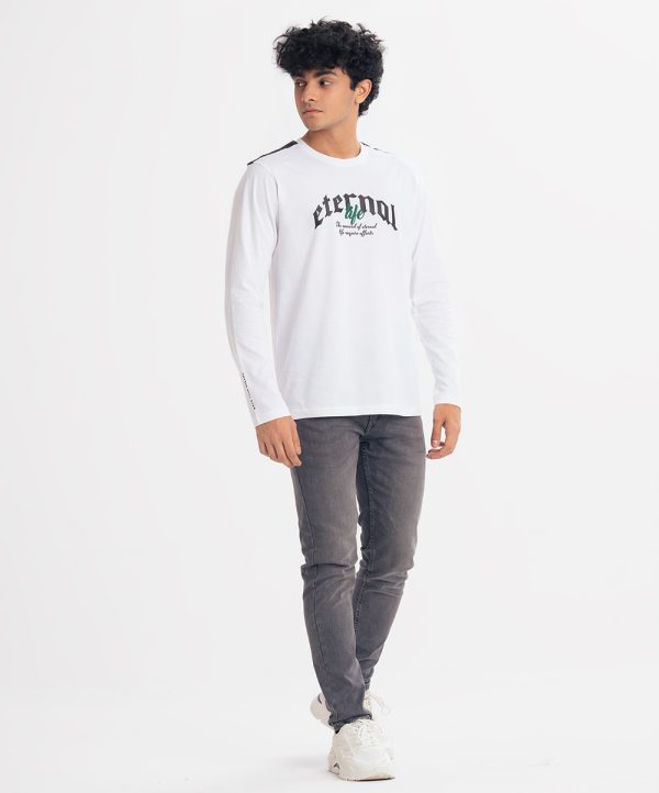 White Cotton Long Sleeve T-shirt