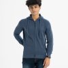 Men's hoodie sweater in viscose knit fabric. Adjustable drawstring at hood, full sleeves, front zipper opening. Featuring narrow ribbing at the cuffs, and hem.