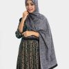 Women's printed hijab in crepe fabric with side black border