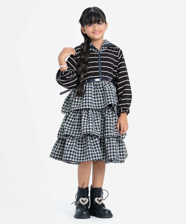 Black Houndstooth Tweed layered jacket