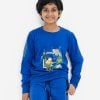 Kids boy sweatshirt in terry fabric. Round neck, long-sleeved. mine craft design at the front.