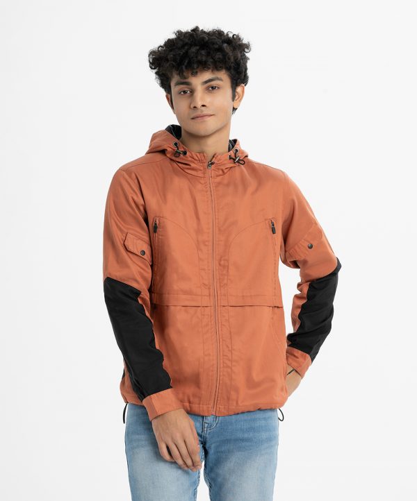 Brown Taffeta Casual Jacket