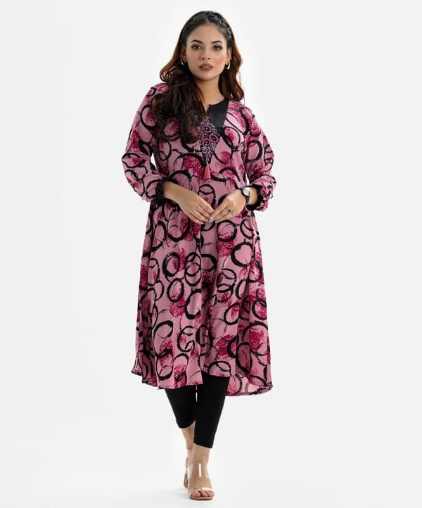 Pink Georgette Abaya Style Tunic