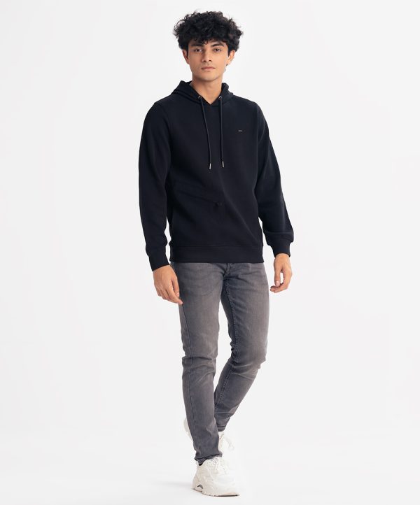 Black Cotton Hoodie Sweat Shirt