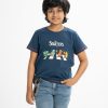 Kid boy's t-shirt in cotton single jersey fabric. Round neck, short sleeves. Cartoon print on the chest.