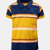 Newborn baby boy's stripe polo shirt in cotton pique fabric. Classic collar and short sleeves.