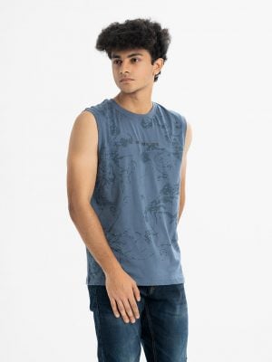 Men's gym vest in single jersey fabric. Print on the chest.