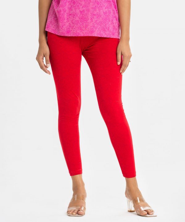 Women's printed leggings in cotton knit fabric. Concealed elasticated on the waistline.