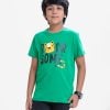 Kid boys t-shirt in cotton single jersey fabric. Crew neck, short sleeves. Typographic print on the chest.