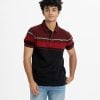 Men's mercerized stripes polo shirt in stretched cotton knit fabric. Classic collar, short sleeves and a straight-cut hem.