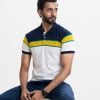 Men's mercerized stripes polo shirt in stretched cotton knit fabric. Classic collar, short sleeves and a straight-cut hem.