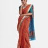 All-over printed saree in half-silk fabric. Patch attached at the border.