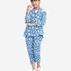 Kids girls woven set in printed georgette fabric. Lapel collar. long-sleeved. Button fastening at the front and a printed pant.