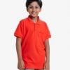 Kid boys short-sleeved polo shirt in cotton pique fabric. A pocket on the chest.