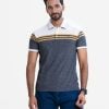 Men's stripes polo shirt in cotton pique fabric. Classic collar, short sleeves and a straight-cut hem.