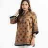 Exclusive tunic from Nargisus by Le Reve. printed short tunic in glossy satin fabric. V-neck, long-sleeved. attached patch at the sleeve and hemline. Karchupi at the front.