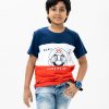 Kid boys short-sleeved T-shirt in single jersey fabric. Crew neck and print at front.
