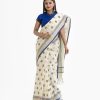 Women's all over printed saree in cotton fabric. Fringe trim at the achal.