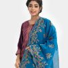 Women's printed dupatta in half silk fabric. frill trim and fringe trim at the side.