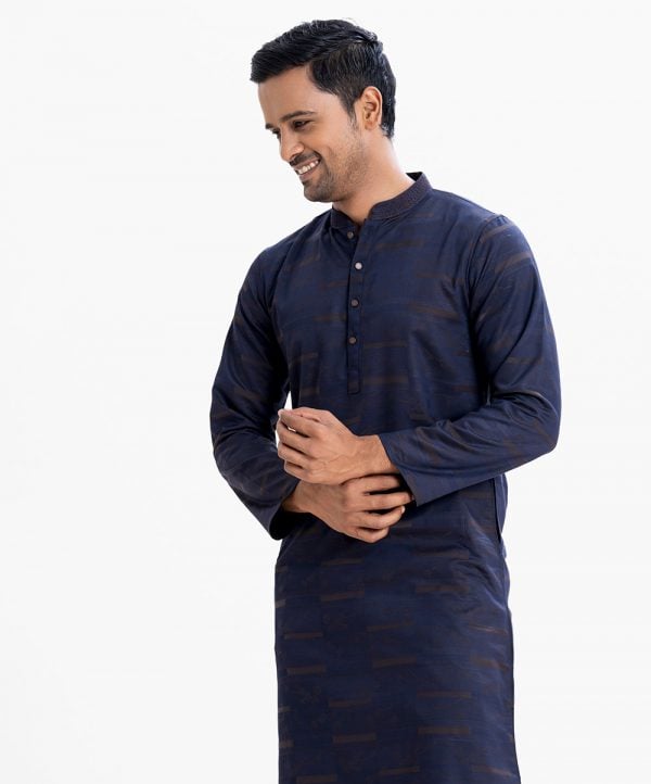 jacquard fabric panjabi karchupi work on collar ,