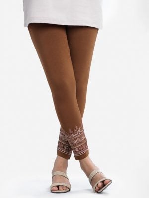 Teen girl's leggings in cotton knit fabric. Concealed elasticated waistline and print detail in leg line.