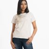 Ladies printed short-sleeves round neck t-shirt in cotton knit fabric.