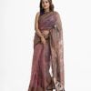 Women's printed exclusive saree in muslin fabric. Karchupi at achal with beautiful tassels.