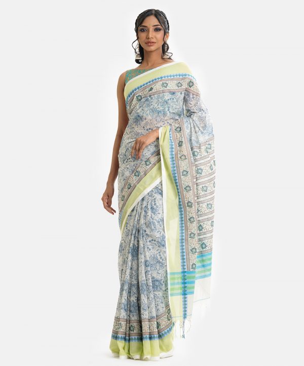 Women's printed saree in cotton fabric.