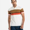 Men's stripes polo shirt in mercerized cotton fabric. Classic collar with button placket and short sleeves.