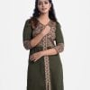 Women's Straight kameez in zoom fabric. Karchupi and patch at the front and three-quarter sleeved.