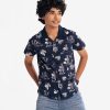 Navy Blue Cotton Hawaiian Casual Shirt