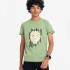 Teen boys short-sleeved T-shirt in cotton single jersey fabric. Crew neck and lion print at front.
