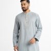 Men's premium fitted panjabi in jacquard fabric. Mandarin collar, inseam pockets and karchupi at the front.