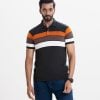 Men's mercerized Stripes polo shirt in mercerized cotton knit fabrics, Rib collar & cuff with button placket