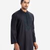 Men-exclusive panjabi in cotton fabric. Mandarin collar with Karchupi at the front and inseam pockets.