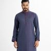 Men's semi fitted panjabi in Jacquard fabric. Mandarin collar, full sleeves.