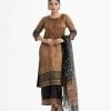 Women's printed straight salwar kameez in crepe fabric from Nargisus by Le Reve. Round neck, three-quarter sleeved and karchupi at the front. Complemented with crepe palazzo and muslin dupatta.
