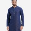 Men's printed slim fitted panjabi in jacquard fabric. Mandarin collar, inseam pockets and button fastening at the front.