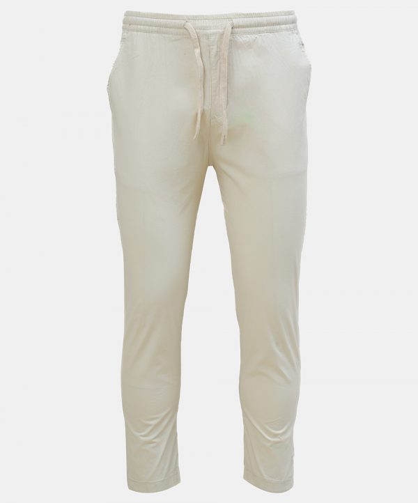 Men's Aligor pajamas in blended cotton fabric. Elastic waisted, drawstring, inseam side pockets and a back pocket.