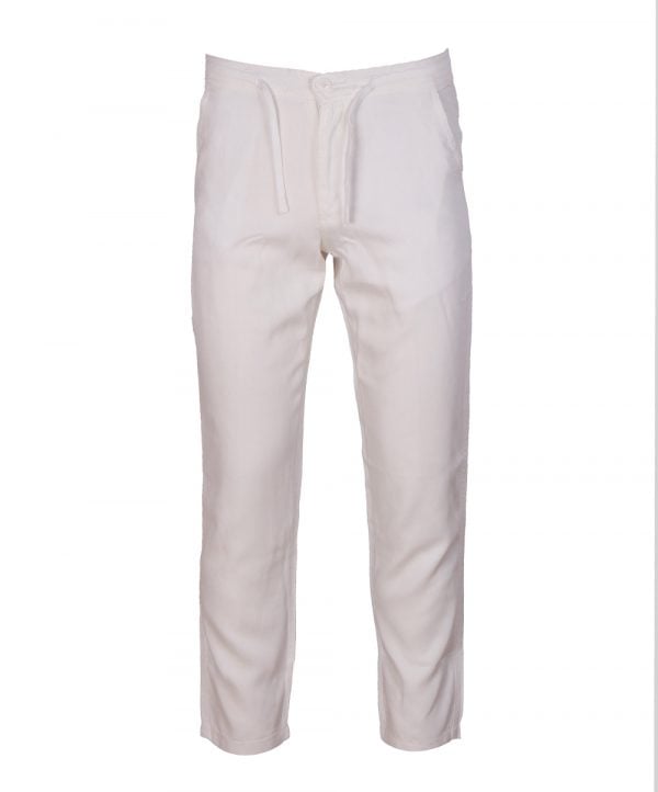 Men's pant pajama in blended cotton fabric. Two zippers fly side pockets with adjustable drowsting and two back pockets.