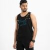 Men's slim fit gym vest in cotton single jersey fabric. Round neck, sleeveless. Print detail at front.