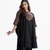 Printed short abaya in printed crepe fabric and round neck.