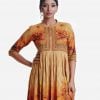 Women's A-line tunic in viscose fabric. Three-quarter sleeves, line stitching at band collar with placket. Embroidery at front.