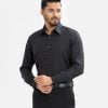 Men's slim fit business formal shirt in cotton blended jacquard fabric.Classic collar and long sleeves with adjustable button cuff.