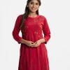 Women's straight kameez in georgette fabric. Mock neck, three-quarter sleeves. Karchupi at front